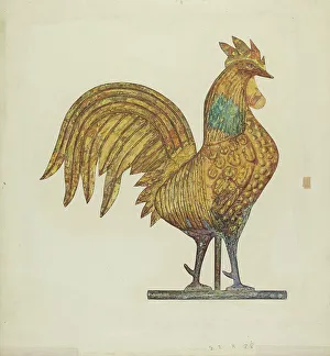 Weather Vane Prints: Gilded Weathercock, c. 1940. Creator: Laura Bilodeau