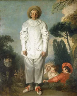 Satin Prints: Gilles - Pierrot, 1718-1719. Artist: Jean-Antoine Watteau