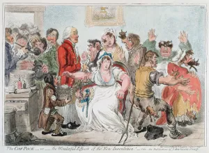 Disease Prints: Gillray cartoon on vaccination against Smallpox using Cowpox serum