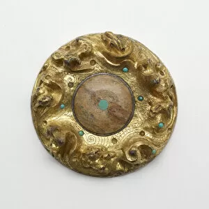 Semi Precious Stone Gallery: Gilt bronze plaque with animals in a landscape, Early Western Han dynasty, ca