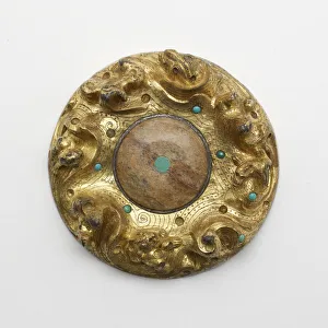 Semi Precious Stone Gallery: Gilt bronze plaque with animals in a landscape, Early Western Han dynasty, ca