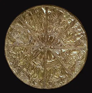 Scythian Prints: Gilt and engraved silver Scythian mirror, 6th century BC