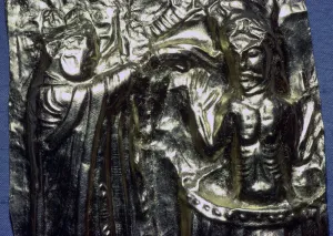 Gilt panel of King Haralds baptism probably Harald Hardrada (c. 1015 -1066)