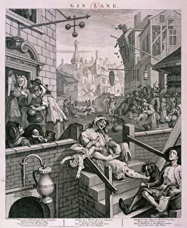 Drink Collection: Gin Lane, 1751. Artist: William Hogarth