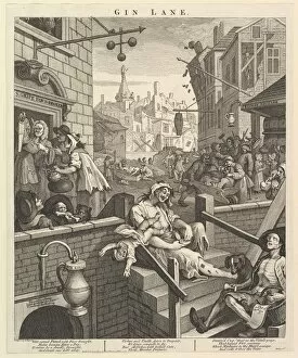 Hogarth William Collection: Gin Lane, February 1, 1751. Creator: William Hogarth
