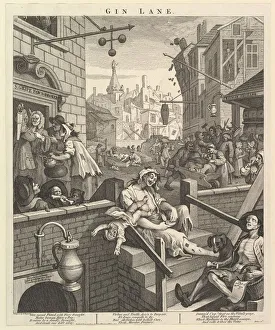 Dangerous Prints: Gin Lane, February 1, 1751. Creator: William Hogarth