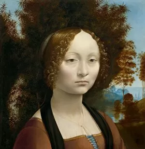 Thoughtful Gallery: Ginevra de Benci [obverse], c. 1474 / 1478. Creator: Leonardo da Vinci