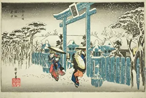Torii Gate Prints: The Gion Shrine in Snow (Gionsha setchu)