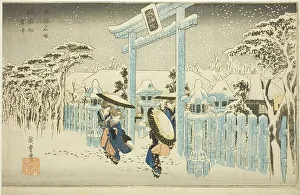 Torii Gate Prints: The Gion Temple in Snow (Gionsha setchu)