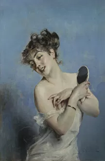 Reformstil Collection: Giovane donna in deshabille(La toilette), c. 1880