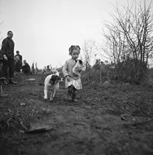 Puppy Gallery: Gipsy child with a puppy, Lewes, Sussex, 1963