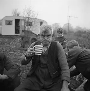 Amusing Gallery: A gipsy man gurning, Lewes, Sussex, 1963