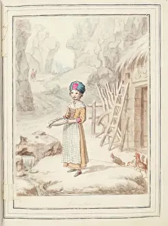 1776 Prints: Girl of the Alps, leaf from A Collection of Dresses by David Allan Mostly from Nature