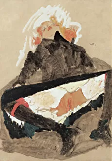 Gouache On Paper Gallery: Girl in Black Dress with her Legs Spread, 1910. Artist: Schiele, Egon (1890?1918)