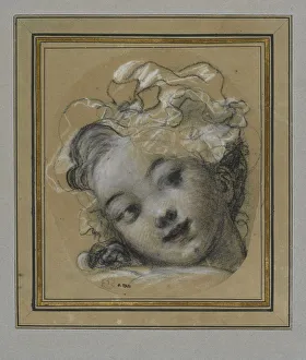 Sanguine Prints: Girl with Bonnet. Artist: Fragonard, Jean Honore (1732-1806)