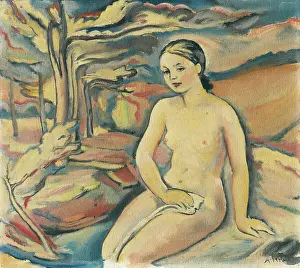 Adolescent Prints: Girl by a Brook, around 1940. Creator: Alois Holub