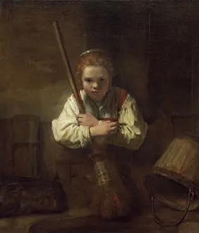Rembrant Van Rijn Prints: A Girl with a Broom, 1651. Creator: Rembrandt Harmensz van Rijn