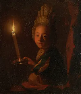 Flame Prints: Girl with Burning Candle, c1699-1706. Creator: Godfried Schalcken