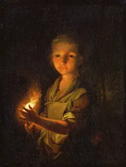 1760s Prints: Girl with a Burning Torch, c1760. Creator: Johann Conrad Seekatz