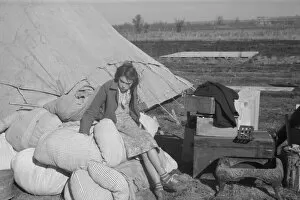 Bad Weather Gallery: A girl in the camp for white flood refugees, Forrest City, Arkansas, 1937. Creator: Walker Evans