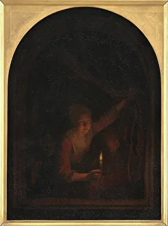 Dou Gerard Prints: Girl with a Candle, 1657-1658. Creator: Gerrit Dou