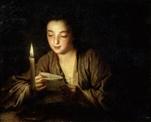 Images Dated 9th June 2010: Girl with a Candle, late 17th or early 18th century. Artist: Jean-Baptiste Santerre