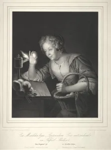 Franz Seraph Hanfstaengl Prints: Girl Candling Eggs, 1840. Creator: Franz Seraph Hanfstaengl (German, 1804-1877)