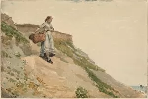 Girl Carrying a Basket, 1882. Creator: Winslow Homer