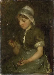 Bernardus Blommers Prints: Girl with Cherries, c.1860-c.1914. Creator: Bernardus Johannes Blommers