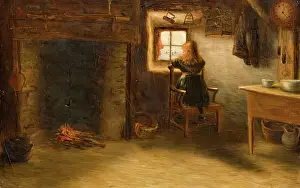 Aberdeen Art Gallery Museums Prints: Girl in a Cottage Interior, 1877. Creator: James Coutts Michie