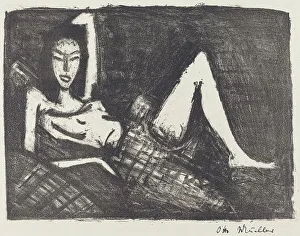 Otto Müller Prints: Girl on a Couch (Madchen auf dem Kanapee), 1921/1922. Creator: Otto Mueller
