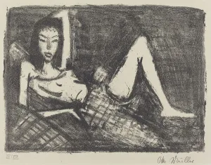 Girl on a Couch (Mädchen auf dem Kanapee), 1921/1922. Creator: Otto Mueller