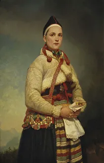Dalecarlia Sweden Prints: Girl from Dalarna, 1861. Creator: Gottfrid Virgin