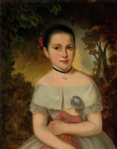Neckline Prints: Girl with a doll, 1830. Creator: Jozef Czauczik