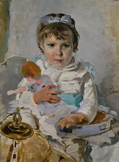 1890 Prints: Girl with a Doll, c1890. Creator: Ignacio Pinazo Camarlench