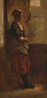 Maris Jacob Henricus Prints: Girl at a doorway, 1870-1899. Creator: Jacob Henricus Maris