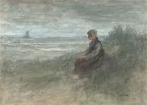 Sailboat Gallery: Girl in the Dunes, mid-19th-early 20th century. Creator: Jozef Israels