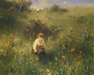 Biedermeier Collection: Girl in a Field, 1857. Creator: Knaus, Ludwig (1829-1910)