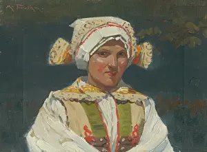 Folk Life Prints: Girl in a Folk Costume, 1910. Creator: Anton Frolka