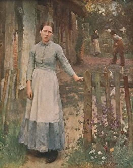 Village Collection: The Girl at the Gate, 1889, (c1930). Creator: George Clausen