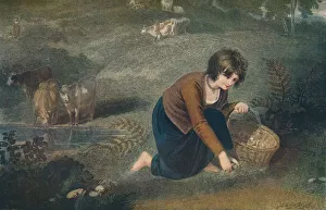 A Girl Gathering Mushrooms, 1800, (1917). Artist: Robert Mitchell Meadows A Girl Gathering Mushrooms, 1800, (1917). Artist: Robert Mitchell Meadows