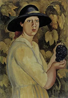 1921 Prints: Girl with Grapes, 1921. Creator: Yrjö Aleksander Ollila