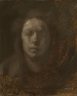 Carriere Prints: Girl with her Hair Down, 1900-1905. Creator: Carrière; Eugène (1849-1906)