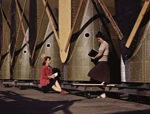 Aircraft Collection: Girl inspectors at the Long Beach, Calif. plant of Douglas Aircraft Company make a careful