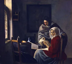 Loving Prints: Girl interrupted at her music, c. 1660. Artist: Vermeer, Jan (Johannes) (1632-1675)