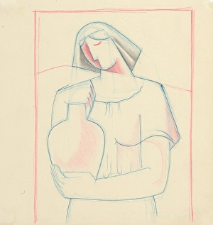 Orava Gallery Prints: Girl with a jug, 1932-1936. Creator: Mikulas Galanda