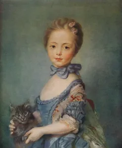 A Girl With Kitten, c1743. Artist: Jean-Baptiste Perronneau
