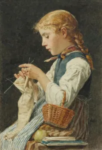 Albert 1831 1910 Prints: Girl Knitting, c. 1886