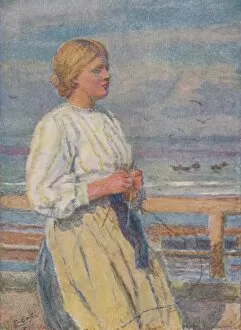 Girl Knitting, c1917, (1919). Artist: Lionel Percy Smythe