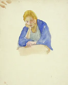 Wiik Maria Prints: A girl leaning on her hand. Creator: Maria Wiik